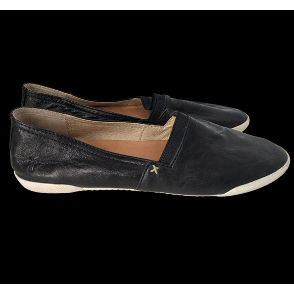 Frye Melanie Black Leather Slip On Sneaker Shoe Flats Size 8.5 Comfort - Picture 1 of 8